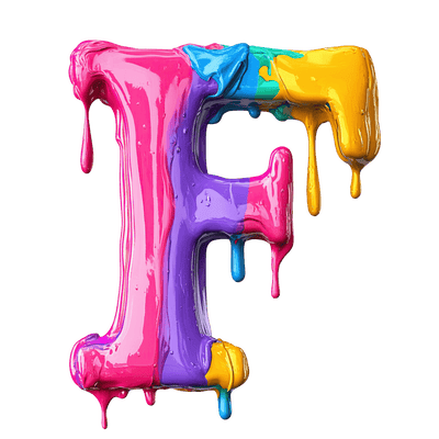 Letter F Color Drip DTF (direct-to-film) Transfer