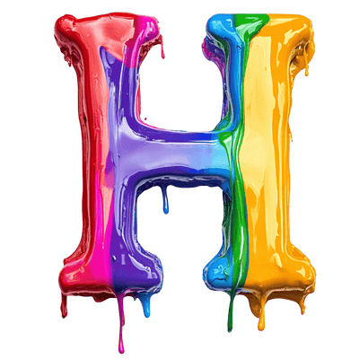 Letter H Color Drip DTF (direct-to-film) Transfer