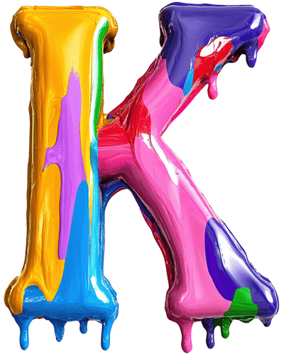 Letter K Color Drip DTF (direct-to-film) Transfer