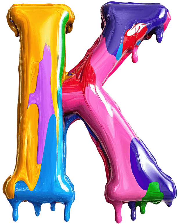 Letter K Color Drip DTF (direct-to-film) Transfer