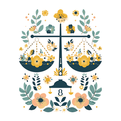 Libra Floral Scale Zodiac DTF (direct-to-film) Transfer