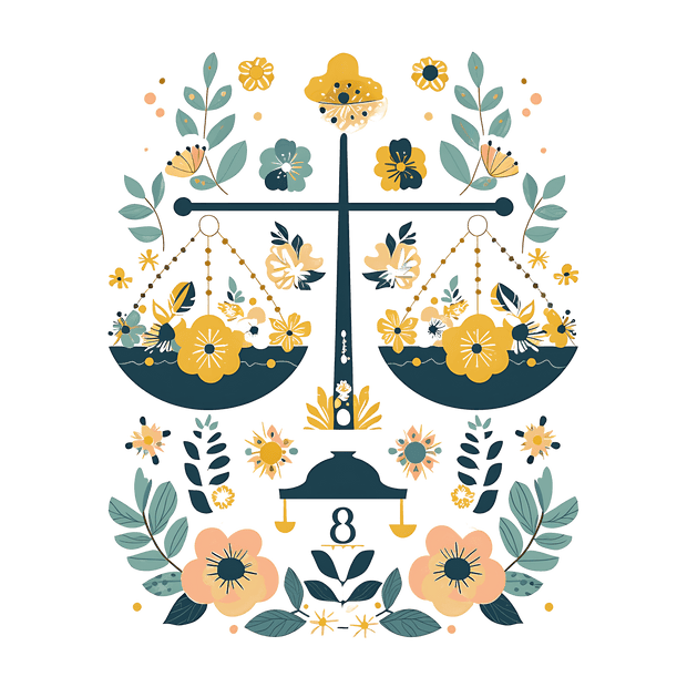 Libra Floral Scale Zodiac DTF (direct-to-film) Transfer