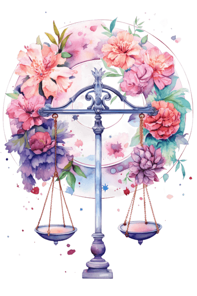 Libra Floral Scale Zodiac DTF (direct-to-film) Transfer