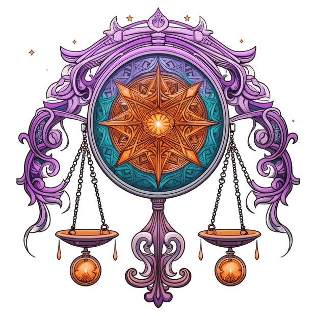 Libra Purple & Gold Zodiac Scale DTF (direct-to-film) Transfer