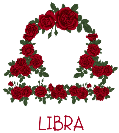 Libra Symbol in Roses DTF (direct-to-film) Transfer