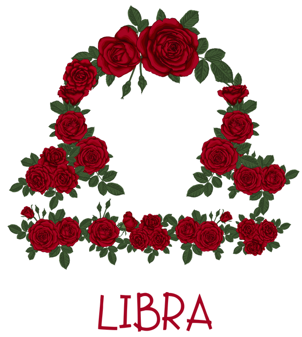 Libra Symbol in Roses DTF (direct-to-film) Transfer