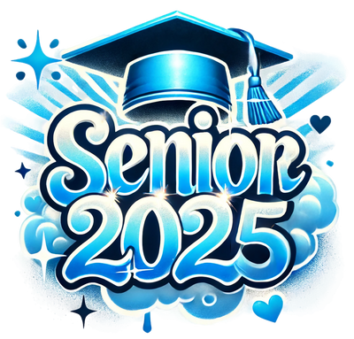 Light Blue Senior 2025 Airbrushed DTF (direct-to-film) Transfer