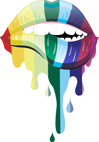 Lip Biting Color Drip DTF (direct-to-film) Transfer
