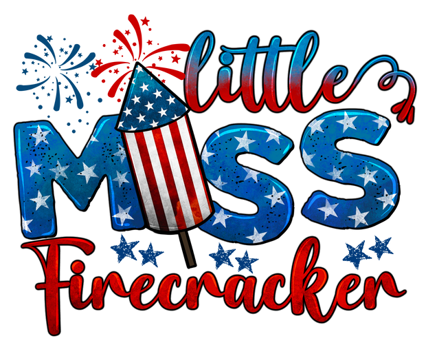 Little Miss Fire Cracker DTF (direct-to-film) Transfer