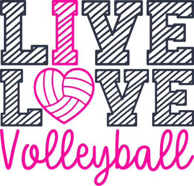 Live Love Volleyball Stacked Pink and Black DTF (direct-to-film) Transfer