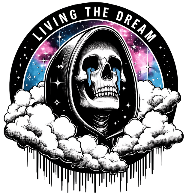 Living the Dream Clouds Color Drip DTF (direct-to-film) Transfer