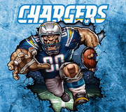 Los Angeles Chargers With Animated Football Player UV-DTF 20 oz Skinny Tumbler Wrap