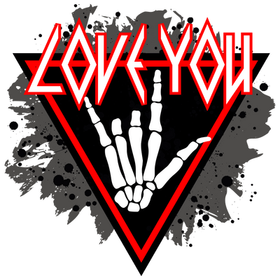 Love You with Skeleton Hand DTF Direct to Film Transfer - Twisted Image Transfers