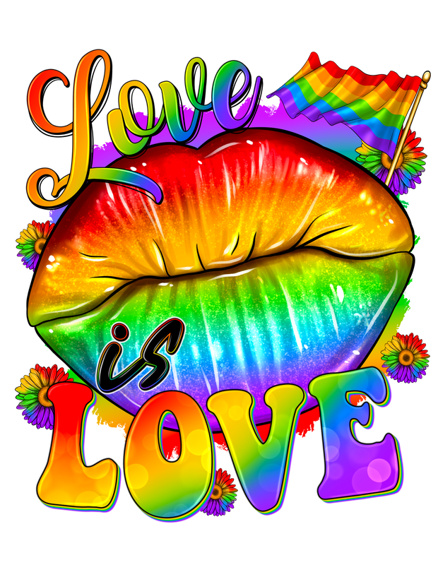 Love is Love Lips Gay Pride DTF (direct-to-film) Transfer