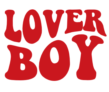 Lover Boy in Red Filled Font DTF (direct-to-film) Transfer