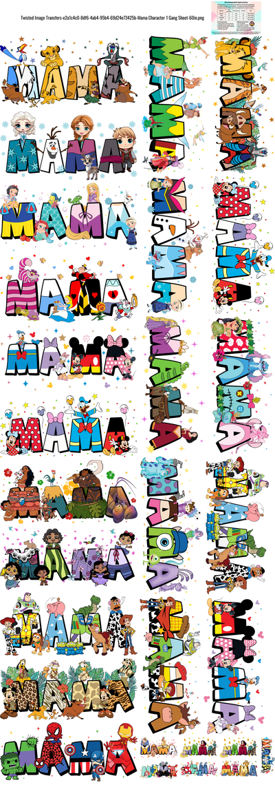 Mama Character 1 60x22" DTF Ready to Ship Gang Sheet