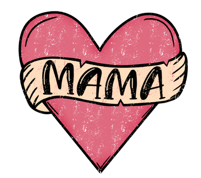 Mama Heart Distressed DTF (direct-to-film) Transfer