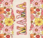 Mama In Flower Power in Yellow Pink And Orange UV-DTF 20 oz Skinny Tumbler Wrap