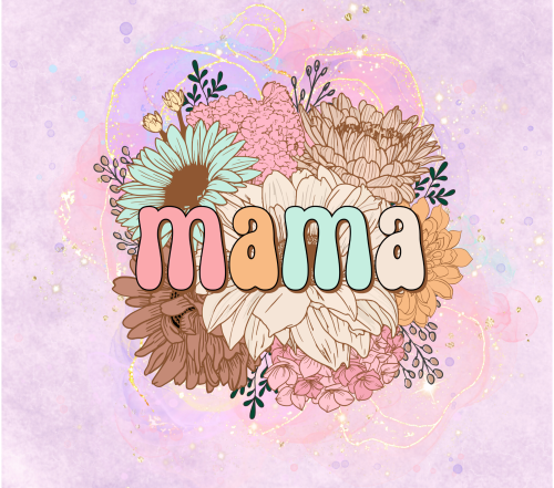 Mama with Floral Background UV DTF Wraps for 20 oz Skinny Tumbler