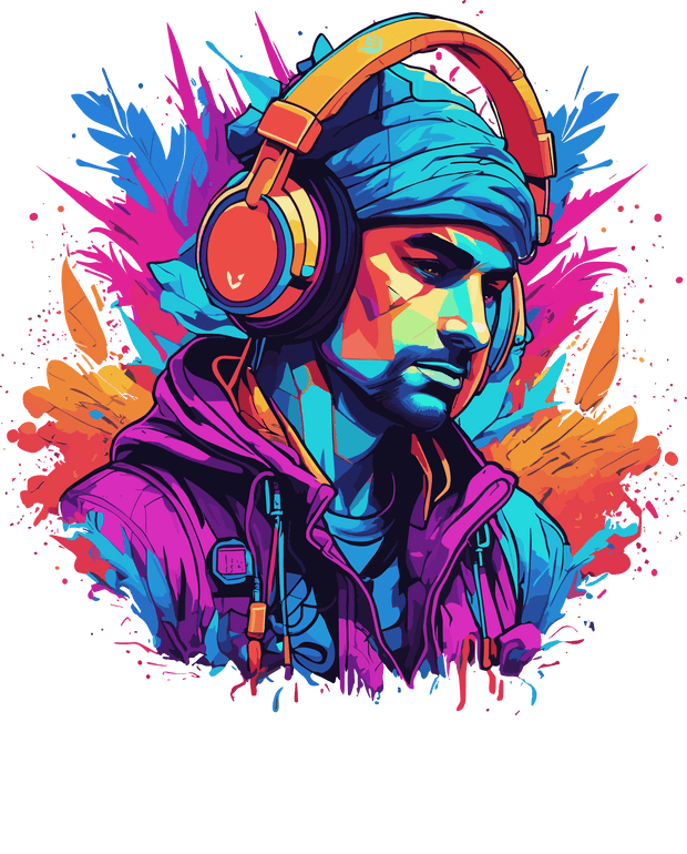 Man Blue Feathers Color Drip DTF (direct-to-film) Transfer