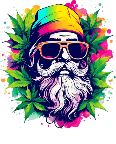 Man in Shades Pot Leaves Color Drip DTF (direct-to-film) Transfer