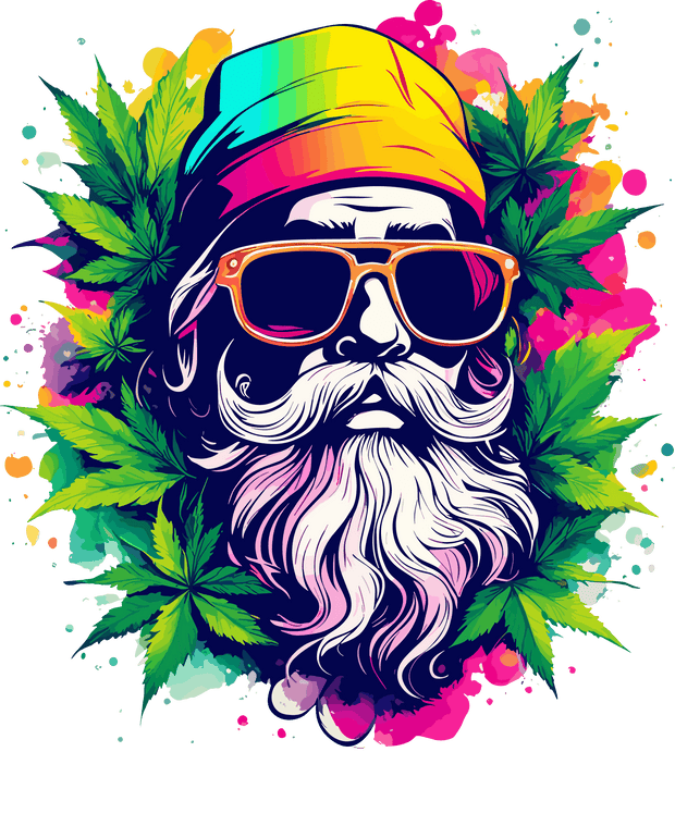 Man in Shades Pot Leaves Color Drip DTF (direct-to-film) Transfer