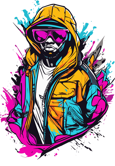 Man in Yellow Hoodie Color Drip Splash DTF (direct-to-film) Transfer