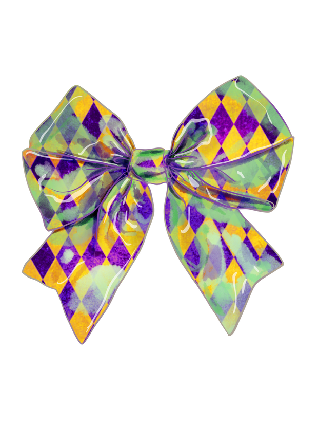 Mardi Gras Bow Yellow & Purple DTF (direct-to-film) Transfer