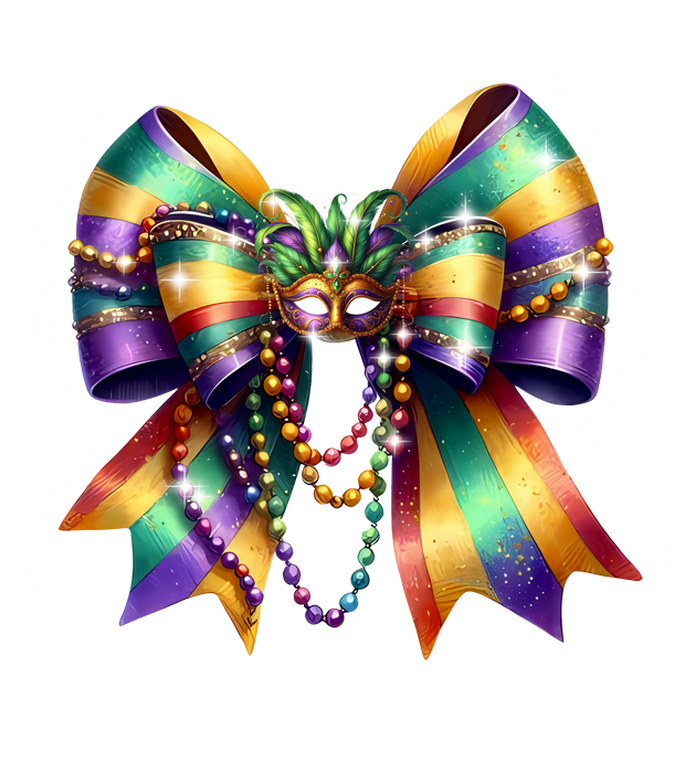 Mardi Gras Bow & Mask DTF (direct-to-film) Transfer