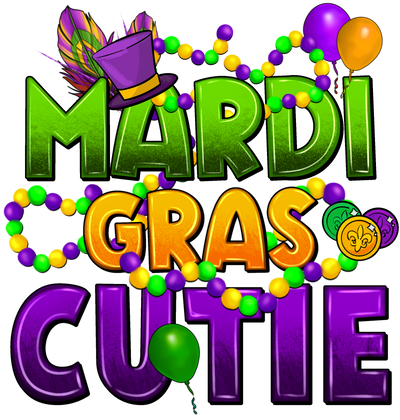 Mardi Gras Cutie DTF (direct-to-film) Transfer