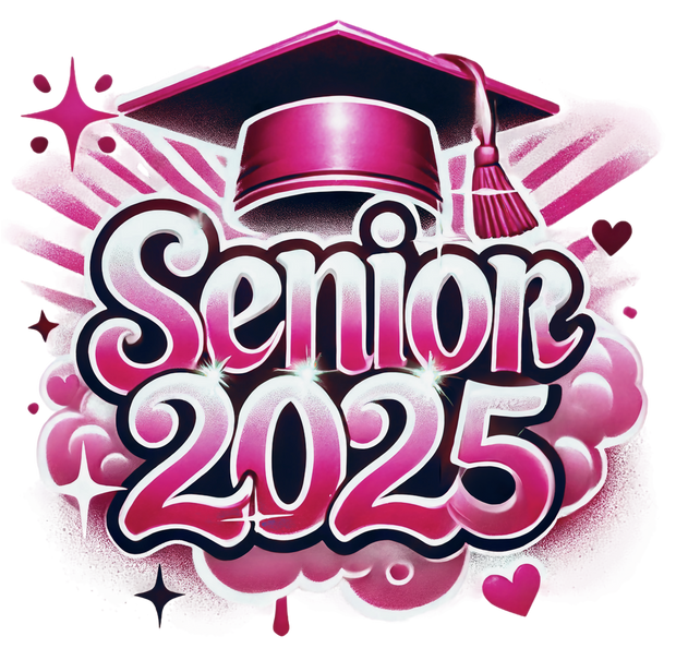 Maroon Bubbles Senior 2025 Airbrushed DTF (direct-to-film) Transfer