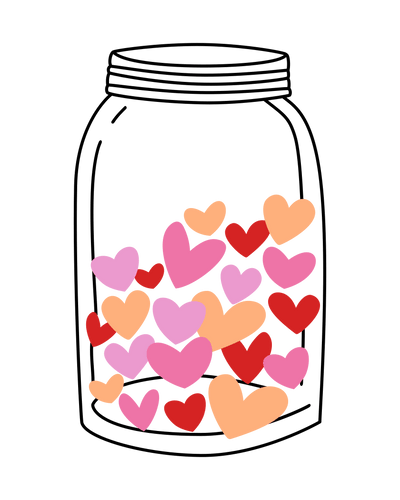 Mason Jar Full of Hearts Valentine's Day DTF Direct to Film Transfer - Twisted Image Transfers