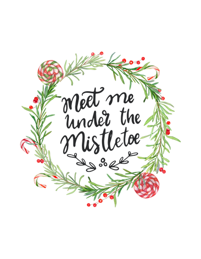 Meet Me Under the Mistletoe Wreath DTF (direct-to-film) Transfer