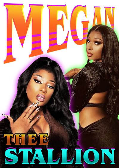 Megan Thee Stallion Orange & Blue DTF (direct-to-film)