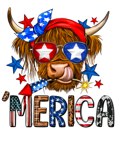 Merica Cow DTF (direct-to-film) Transfer