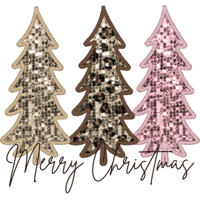 Merry Christmas Glitter Trees Direct to Film DTF Transfer - Twisted Image Transfers