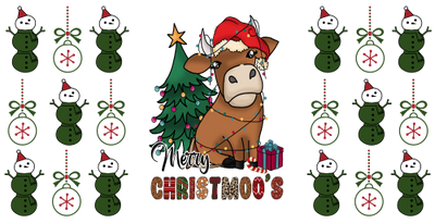 Merry Christmoos-Christmas Cow 16oz UV DTF Libby Cup Wrap