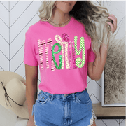 T-Shirt with Merry Faux Embroidery and Glitter in DTF - Twisted Image Transfers