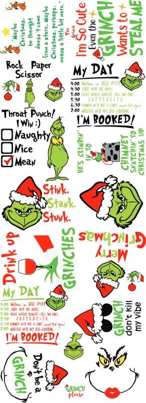 Christmas Grinch Ready To Ship Gang Sheet 22"x60" - Twisted Image Transfers