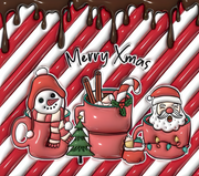 Merry Xmas Santa & Snowman in Mugs 20 oz Skinny Tumbler Wrap