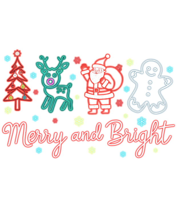 Merry and Bright Christmas Images DTF (direct-to-film) Transfer