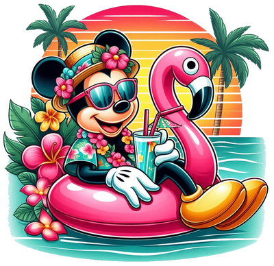 Mickey Shades & Flamingo DTF (direct-to-film) Transfer