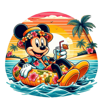 Mickey in Floral Attire DTF (direct-to-film) Transfer