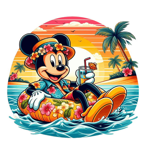 Mickey in Floral Attire DTF (direct-to-film) Transfer