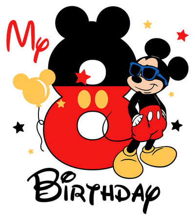 Mickey in Shades My 8 Birthday DTF (direct-to-film) Transfer