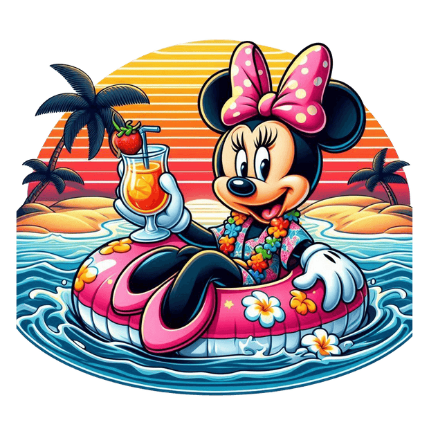 Minnie Beach Floating DTF (direct-to-film) Transfer