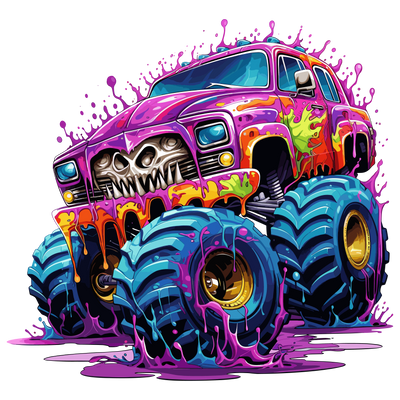 Monster Truck Color Drip Purple DTF (direct-to-film) Transfer