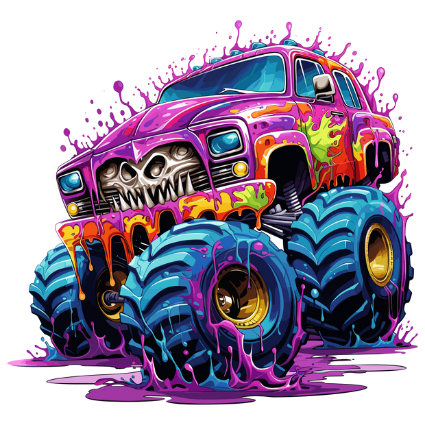 Monster Truck Color Drip Purple DTF (direct-to-film) Transfer