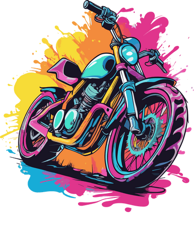 Motor Bike Color Drip DTF (direct-to-film) Transfer