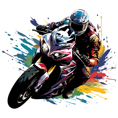 Motorcyclist Color Drip DTF (direct-to-film) Transfer